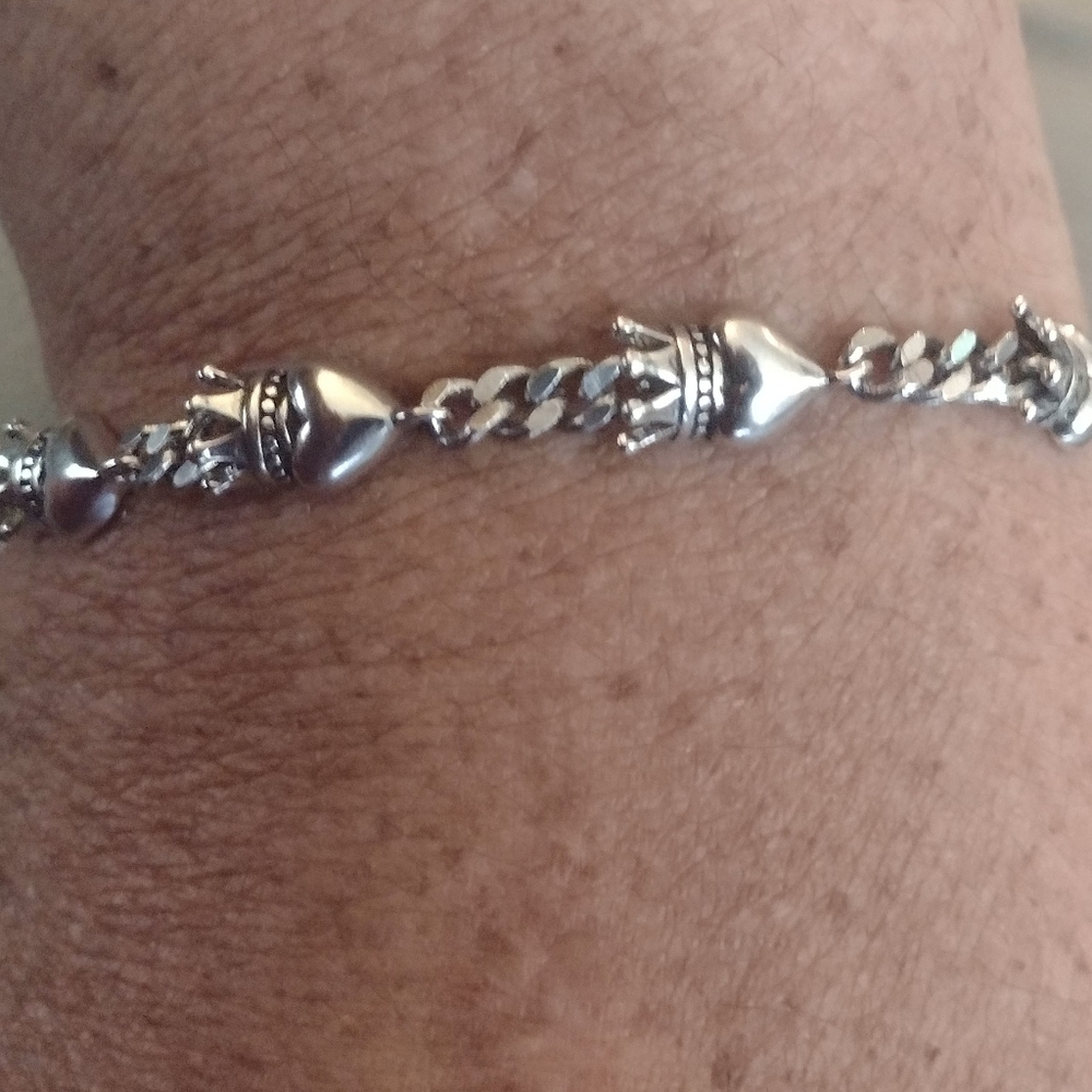 Designer "King Baby" 925-Silver "Hearts" Chainlink Bracelet